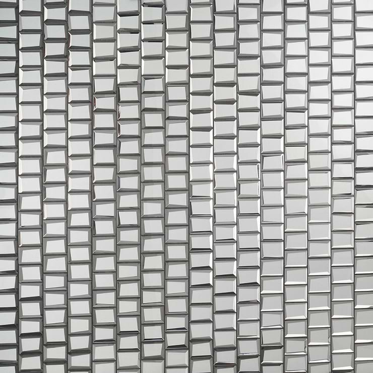 Rumi Glam Silver 2x3 Polished Mirrored Glass Mosaic Tile