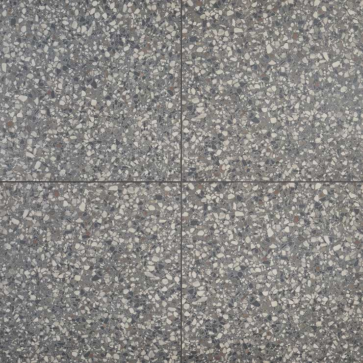 Kobe Flakes Charcoal Gray 24x24 Terrazzo Look Matte Porcelain Tile