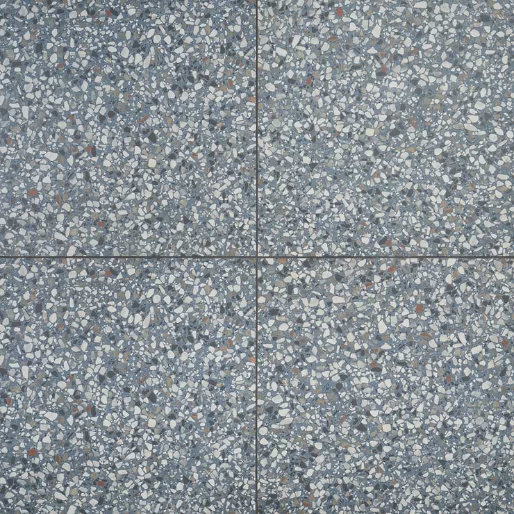 Kobe Flakes Ocean Blue 24x24 Terrazzo Look Matte Porcelain Tile