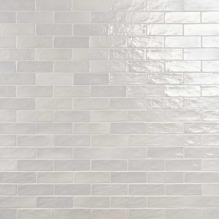 Montauk Gin White 2x8 Mixed Finish Ceramic Subway Wall Tile