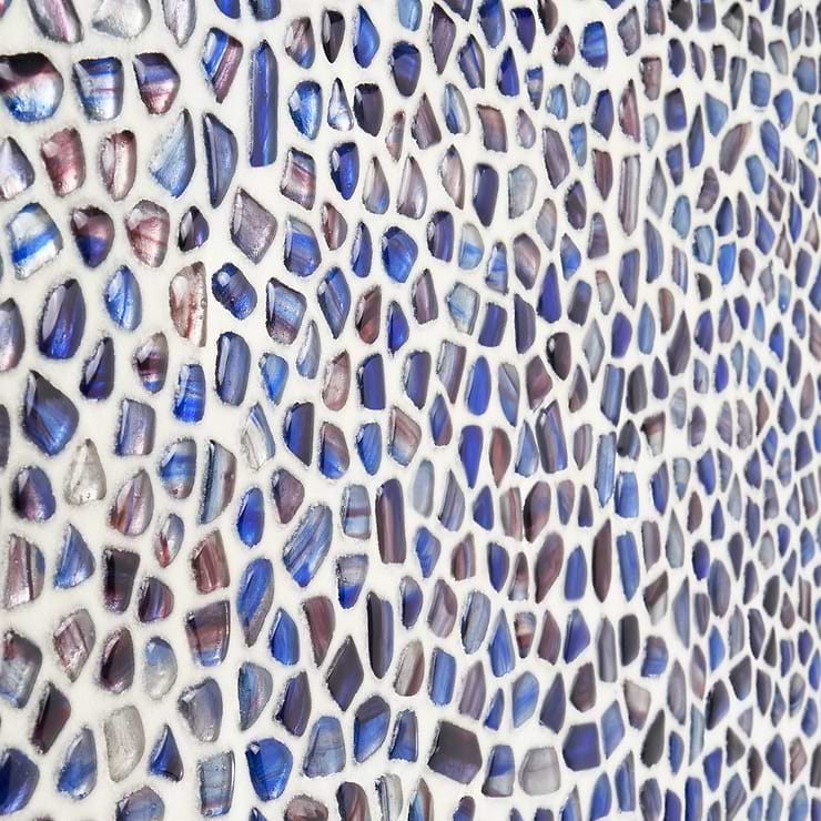 Komorebi Pebble Bayou Blue Polished Glass Mosaic Tile