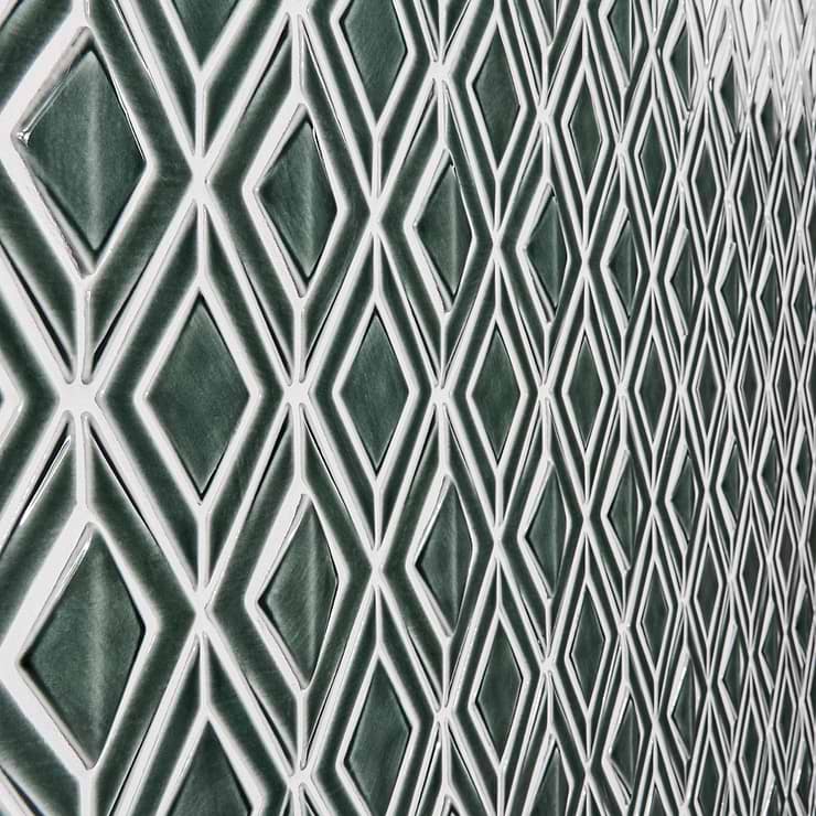 Nabi Jewel Deep Emerald Green 3D Glossy Crackled Glass Mosaic Tile