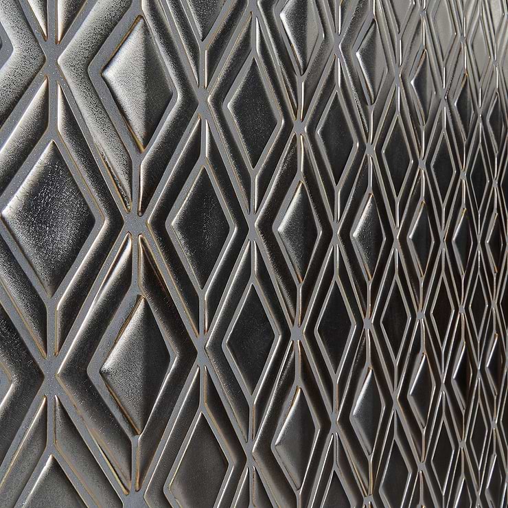 Nabi Jewel Metallic Gunmetal Gray 3D Matte Glass Mosaic Tile