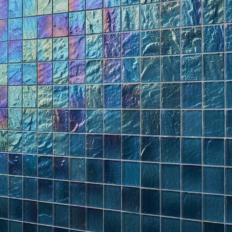Splash Tropical Blue 2x2 Polished Glass Mosaic Tile