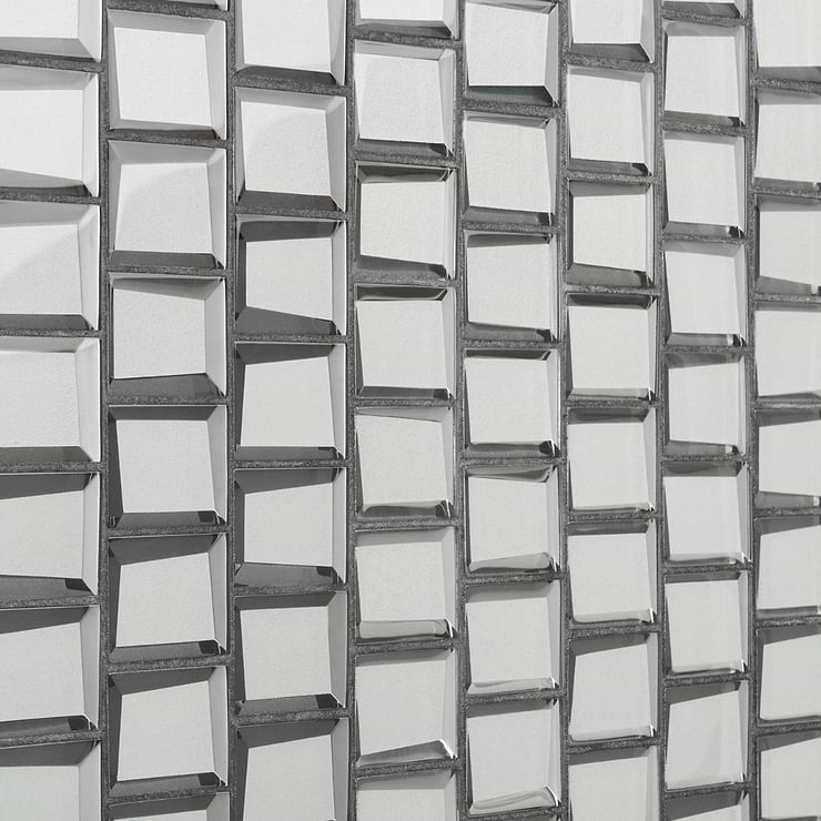 Rumi Glam Silver 2x3 Polished Mirrored Glass Mosaic Tile