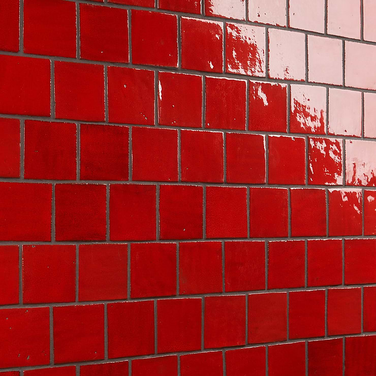 Emery Selenium Red 4x4 Square Crackled Handmade Crackled Terracotta Tile