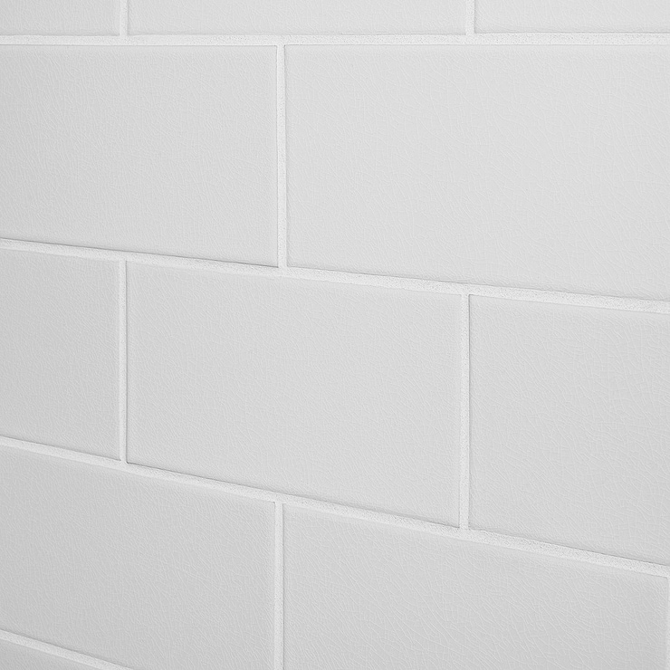 Seaside Cotton White 4x8 Crackled Glossy Ceramic Tile