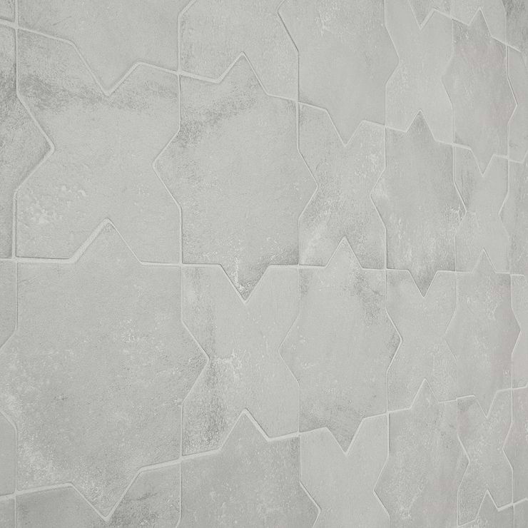 Not for Sale-Parma Dove Gray Matte Star and Dove Gray Matte Cross 6" Porcelain Tile