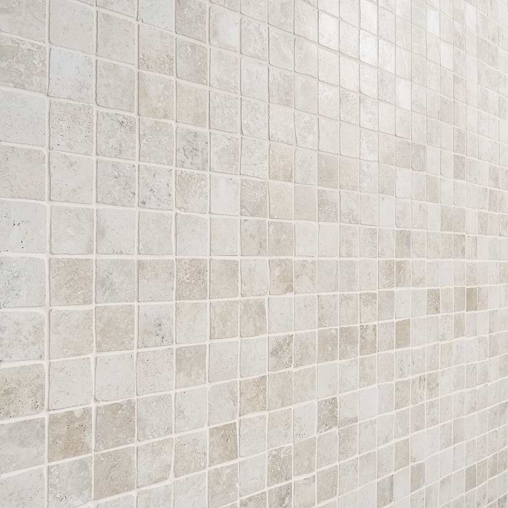 Seville Olimpia White 2x2 Travertine Look Matte Porcelain Mosaic Tile