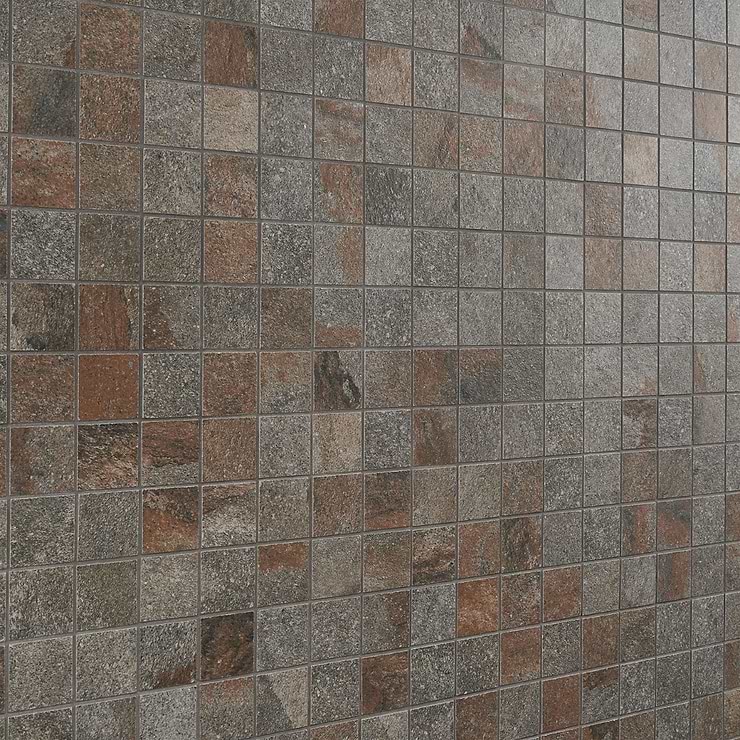 Acadia Iron Gray 2x2 Slate Look Matte Porcelain Mosaic Tile