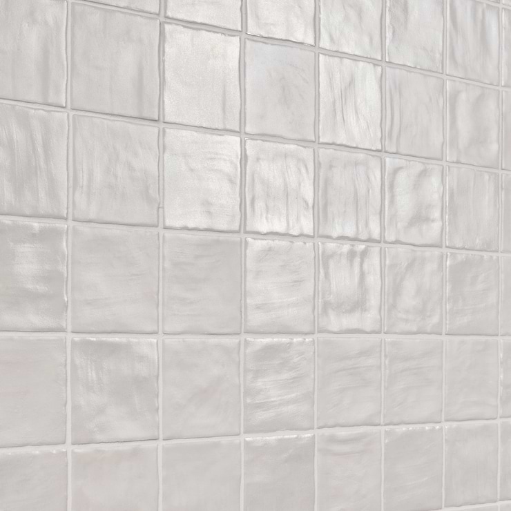 Montauk Gin 4x4 White Ceramic Wall Tile with Mixed Finish