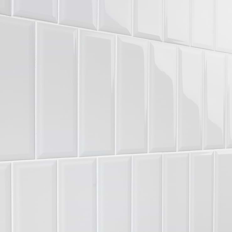 Rise Ice White 4x12 Beveled Glossy Ceramic Subway Tile