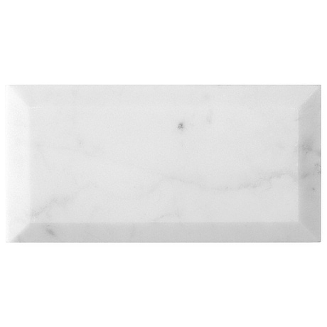 Carrara White Beveled 3x6 Polished Marble Subway Tile