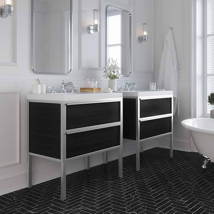Element Black and Chrome 30" Single Vanity with Integrated Top