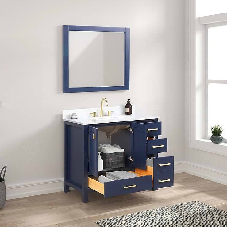 Athena 36'' Blue Vanity And Marble Counter