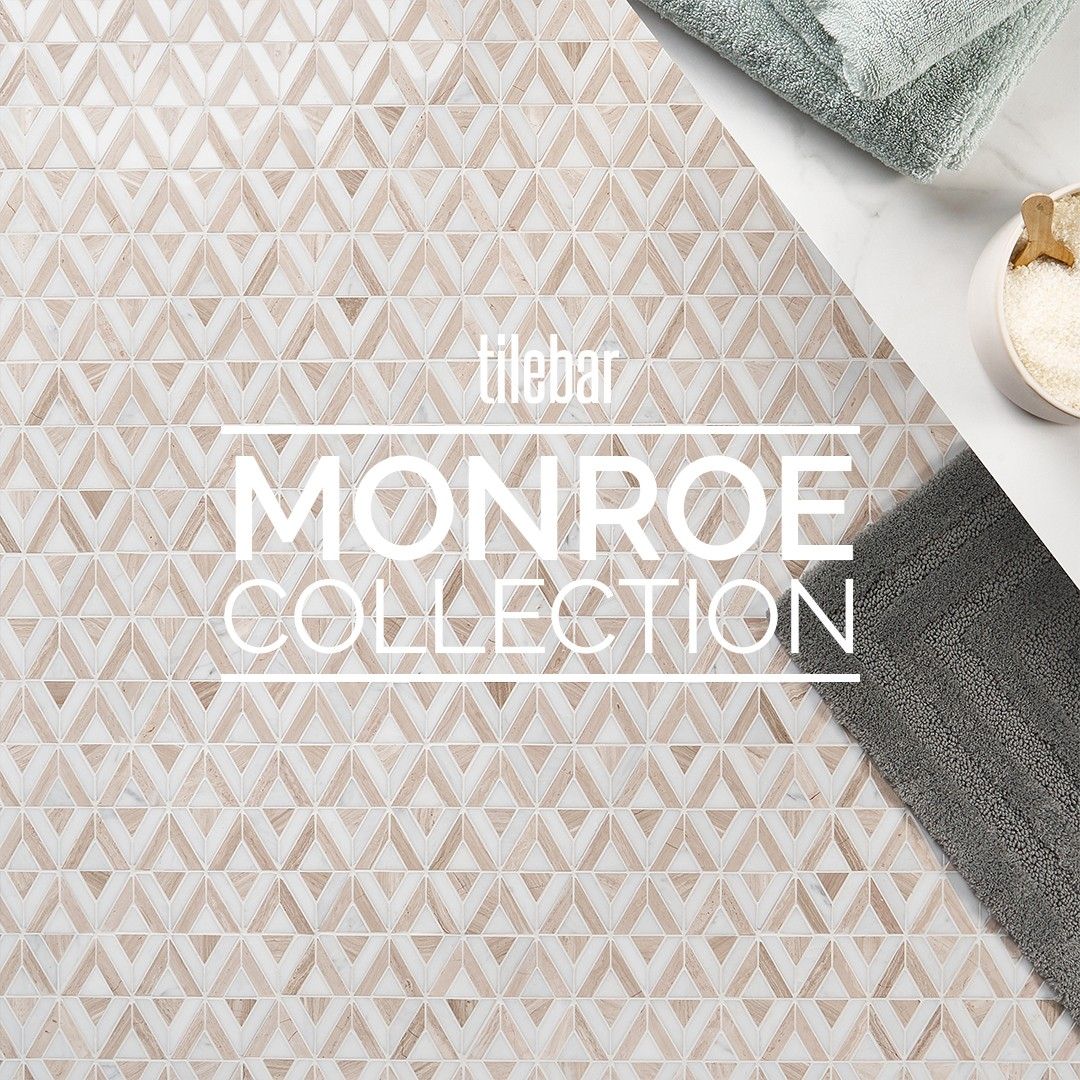 Monroe Triangle Calacatta and Black Jade Polished Marble Mosaic Tile