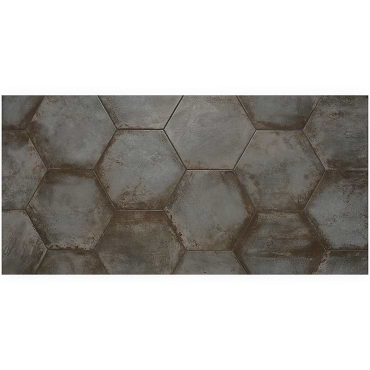 Angela Harris Flatiron Graphite 20" Large  Hexagon Matte Porcelain Tile