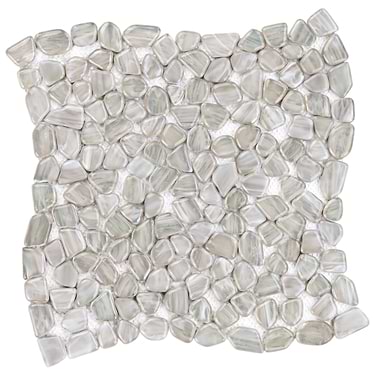 Komorebi Pebble Mineral Ice Gray Polished Glass Mosaic - Sample