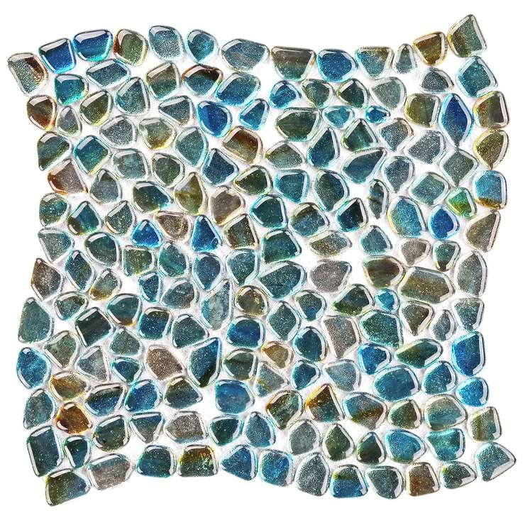 Komorebi Pebble Juneau Spring Multicolor Polished Glass Mosaic Tile