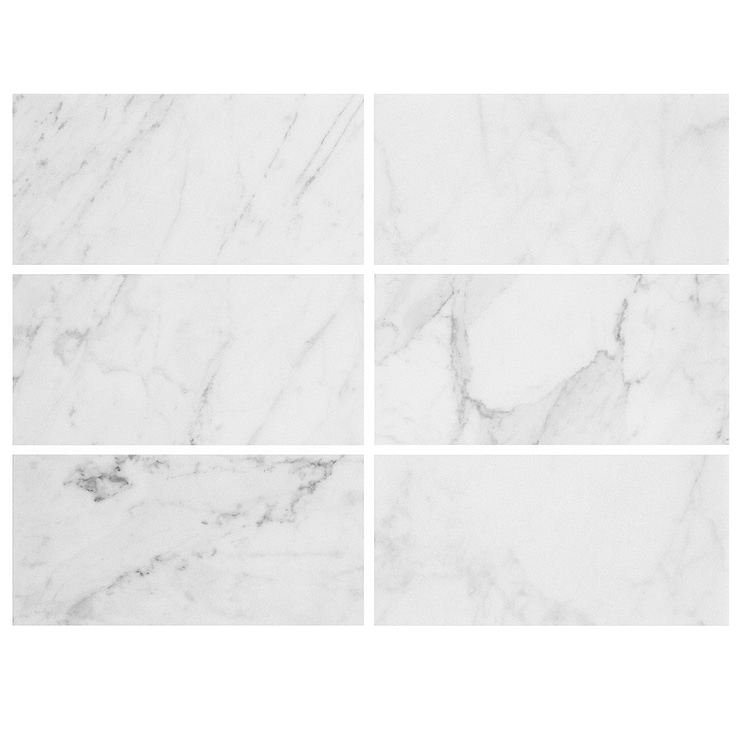 Carrara White 3x6 Polished Marble Subway Tile