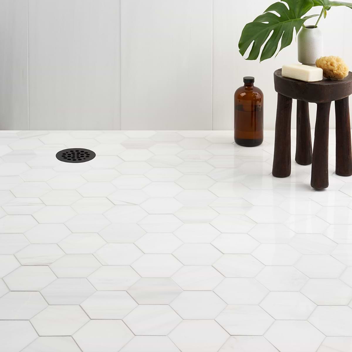 Bianco Dolomite Premium White 4" Hexagon Polished Marble Mosaic