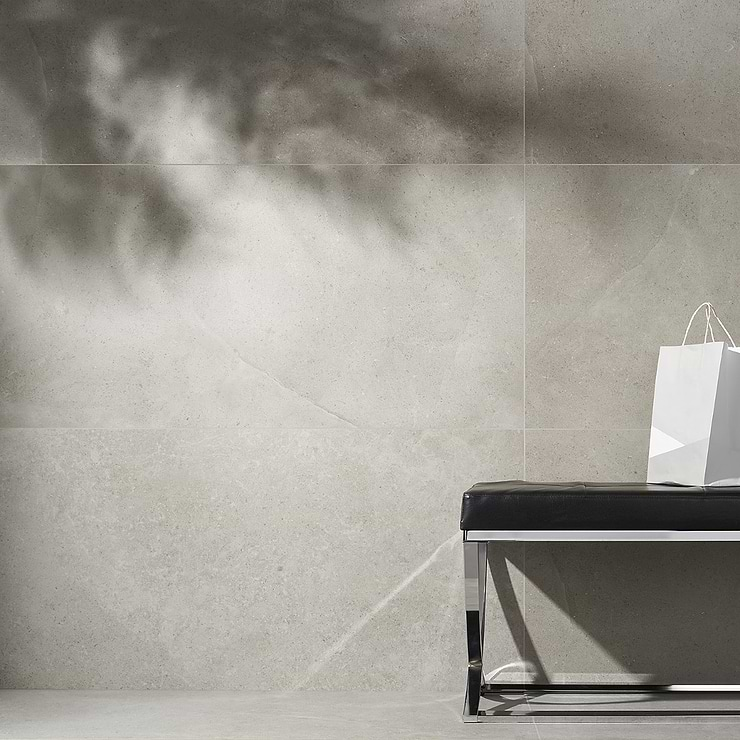 New Rock Fumo Light Gray 24x48 Limestone Look Matte Porcelain Tile