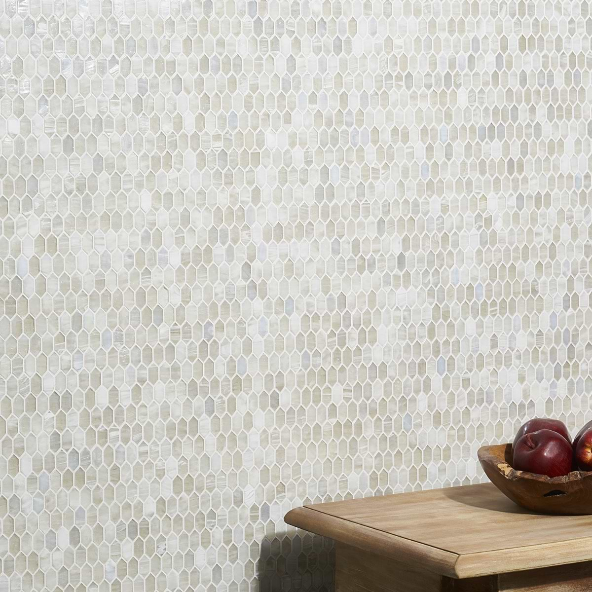 Flicker Mist White 1/4" x 1" Polished Glass Mosaic Tile