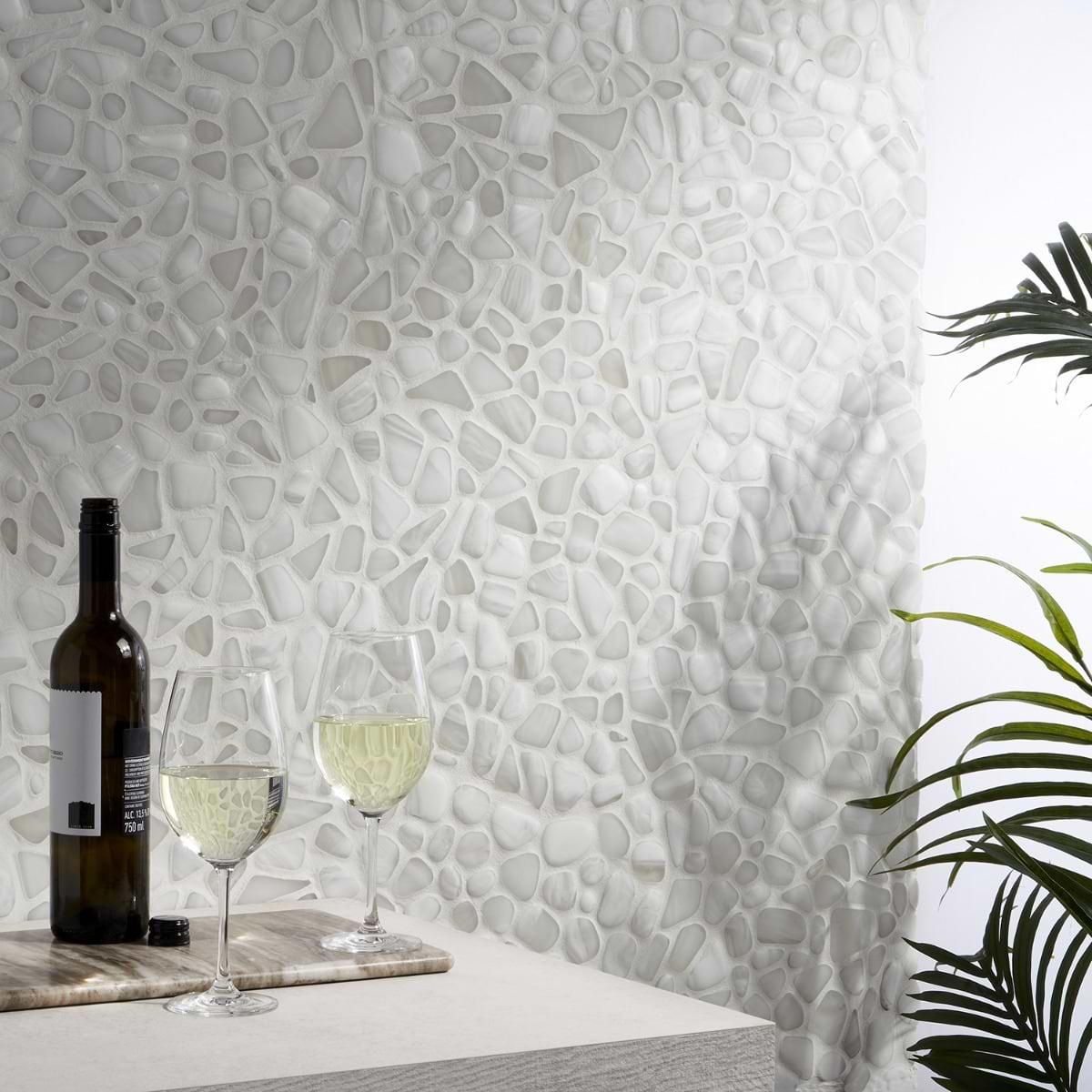 Riverglass White Frosted Glass Mosaic