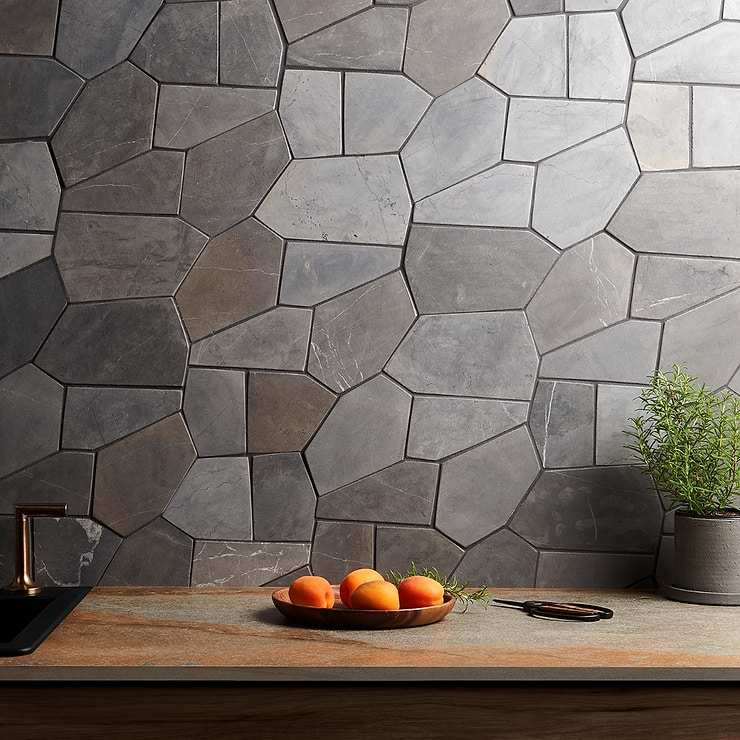 Nature Organica Java Dark Gray Honed Marble Mosaic Tile