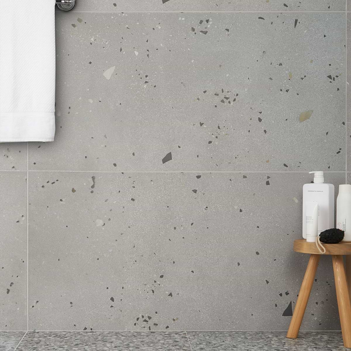 Kobe Cement Smoke Gray 24x48 Terrazzo Look Matte Porcelain Tile