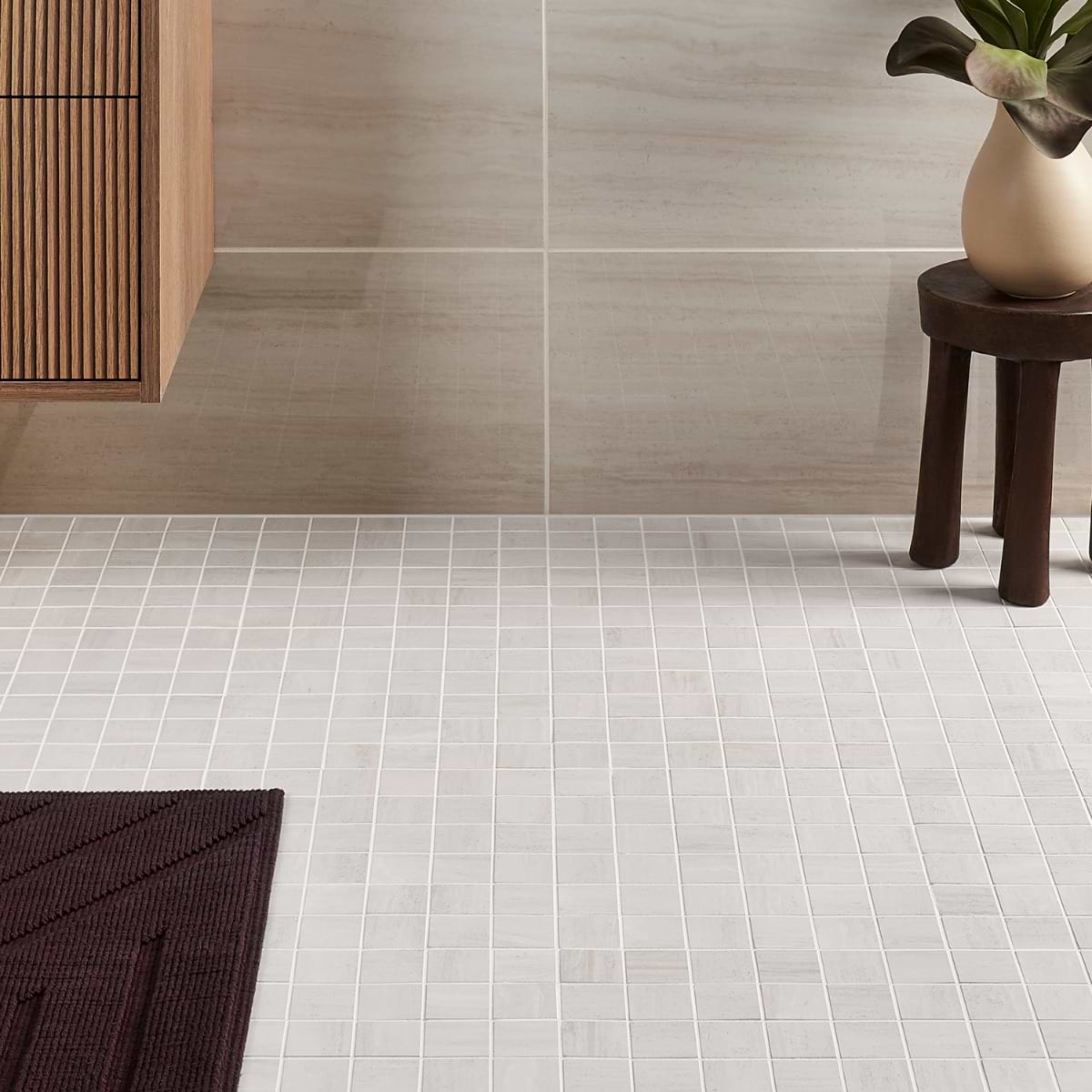 Nashville White 2x2 Travertine Look Matte Porcelain Mosaic