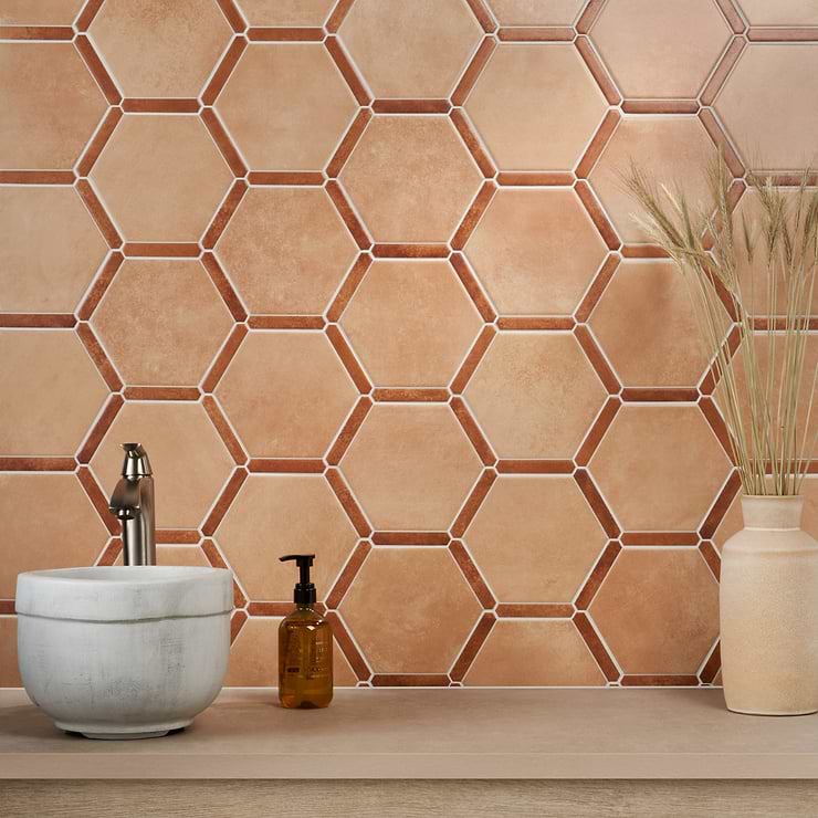 Sagon Terracotta Light 9" Hexagon Matte Porcelain Tile