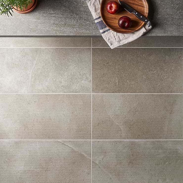 New Rock Tortora Beige 12x24 Chiseled Limestone Look Matte Porcelain Tile 