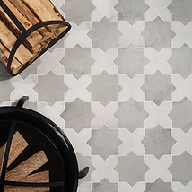 Not for Sale-Parma Dove Gray Matte Star and White Matte Cross 6" Terracotta Look Porcelain Tile