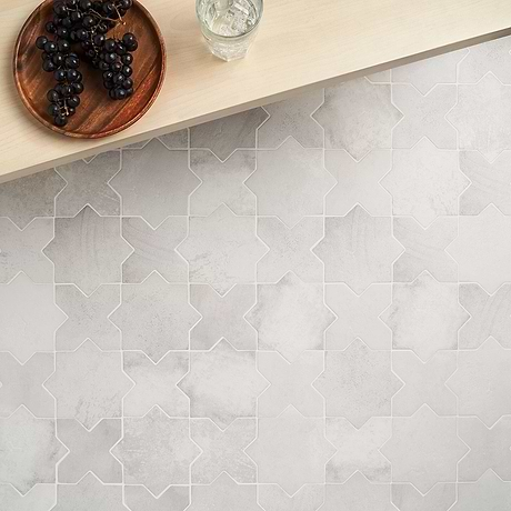 Not for Sale-Parma White Matte Star and White Matte Cross 6" Terracotta Look Porcelain Tile