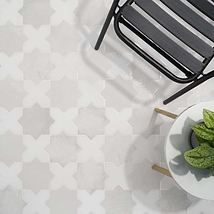 Not for Sale-Parma White Matte Star and White Polished Cross 6" Terracotta Look Porcelain Tile