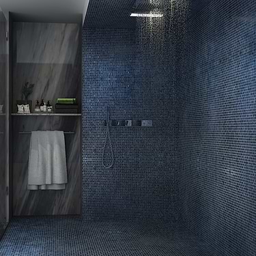 Flicker Midnight Blue 1/4" x 1" Polished Glass Mosaic Tile