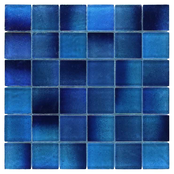 Splash Lagoon Blue 2x2 Polished Glass Mosaic Tile