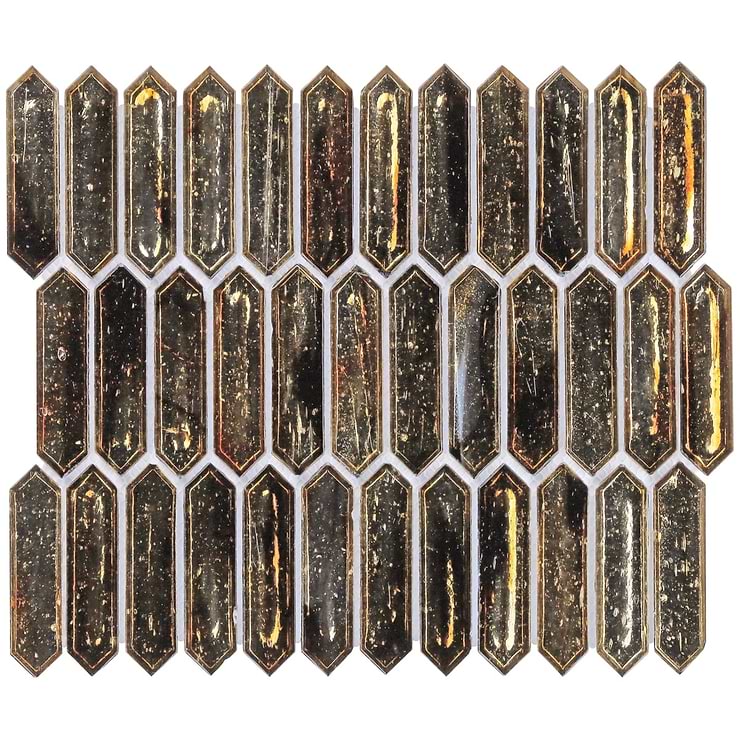 Komorebi Picket Golden Honey 1x3 Polished Glass Mosaic Tile