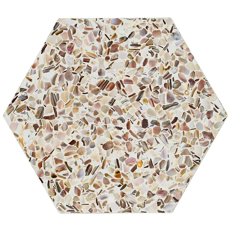 Reef Cream 8" Hexagon Polished Pearl Terrazzo Tile