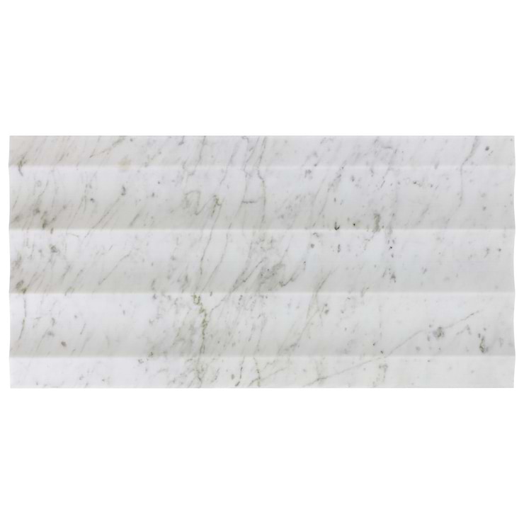Stonework Fluted Carrara White 12x24 3D Honed Marble Tile