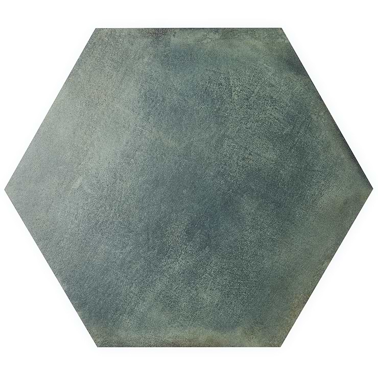 Angela Harris Flatiron Aquamarine 20" Large  Hexagon Matte Porcelain Tile