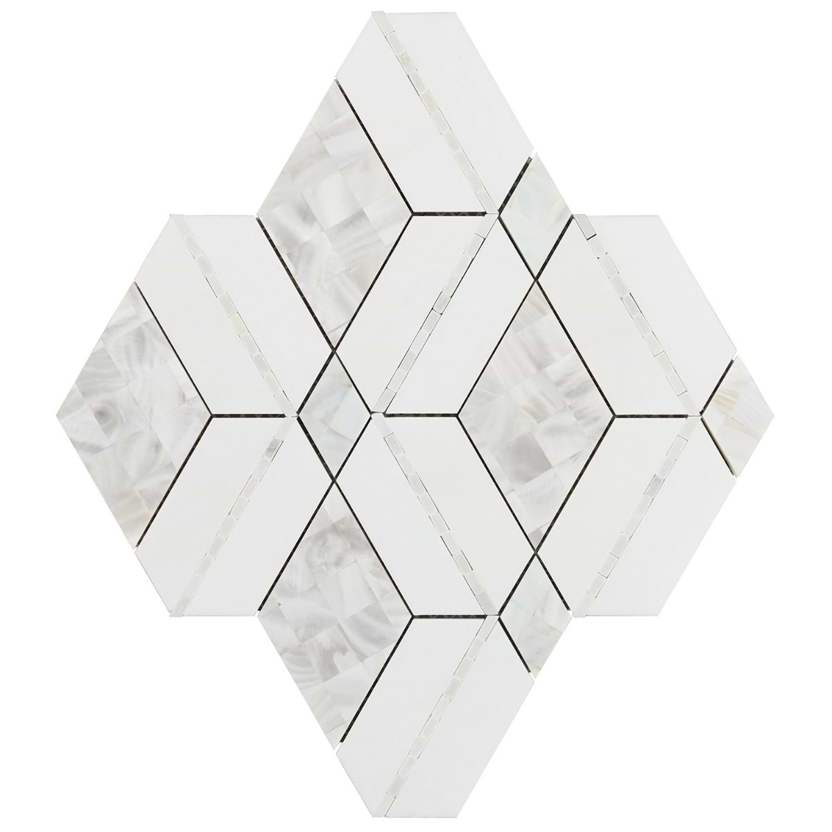 Diana White Polished Marble and Pearl Mosaic Tile