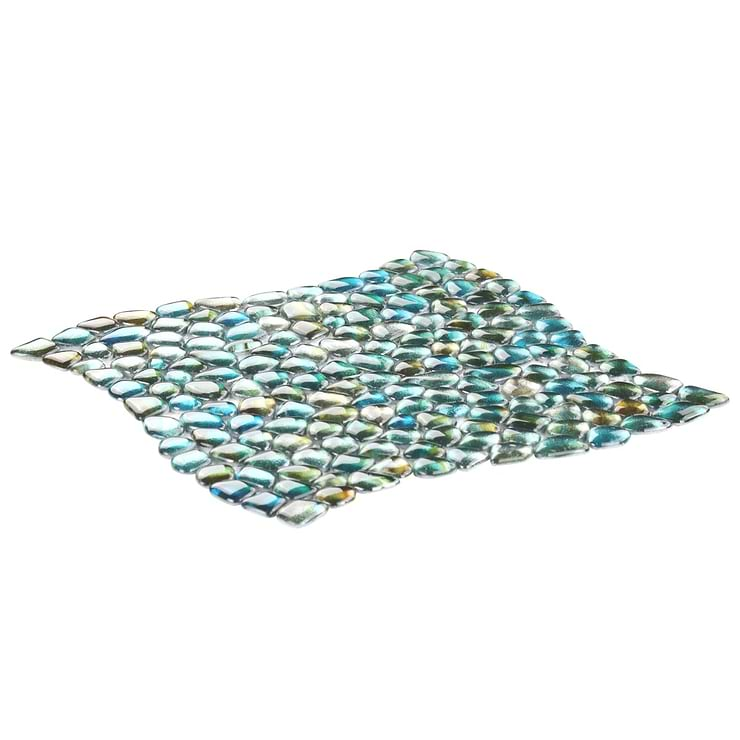 Komorebi Pebble Juneau Spring Multicolor Polished Glass Mosaic Tile