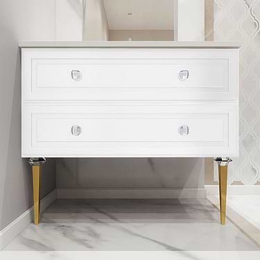 Alma Bianca 30" Vanity with Gold  and Lucite Legs and Hardware
