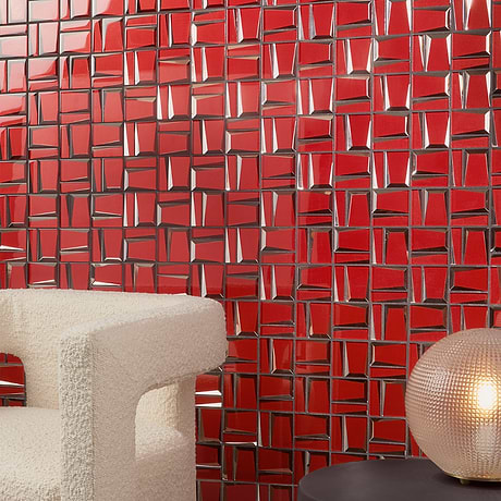 Rumi French Ruby Red 2x3 Polished Mirrored Glass Mosaic Tile