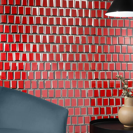 Rumi Glam Red 2x3 Polished Mirrored Glass Mosaic Tile