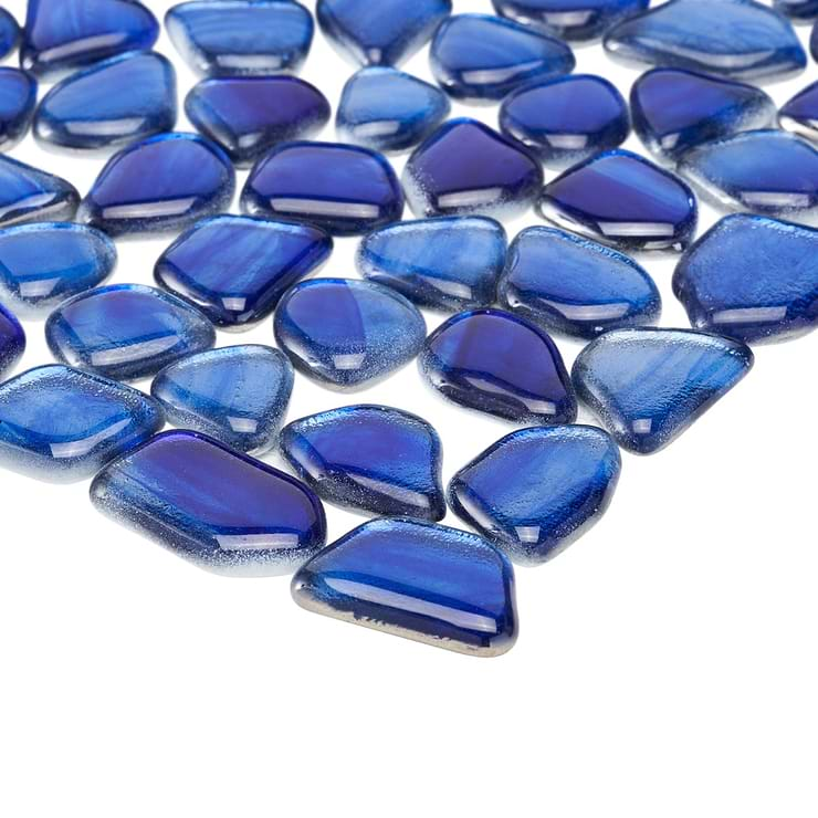 Komorebi Pebble Athens Blue Polished Glass Mosaic Tile