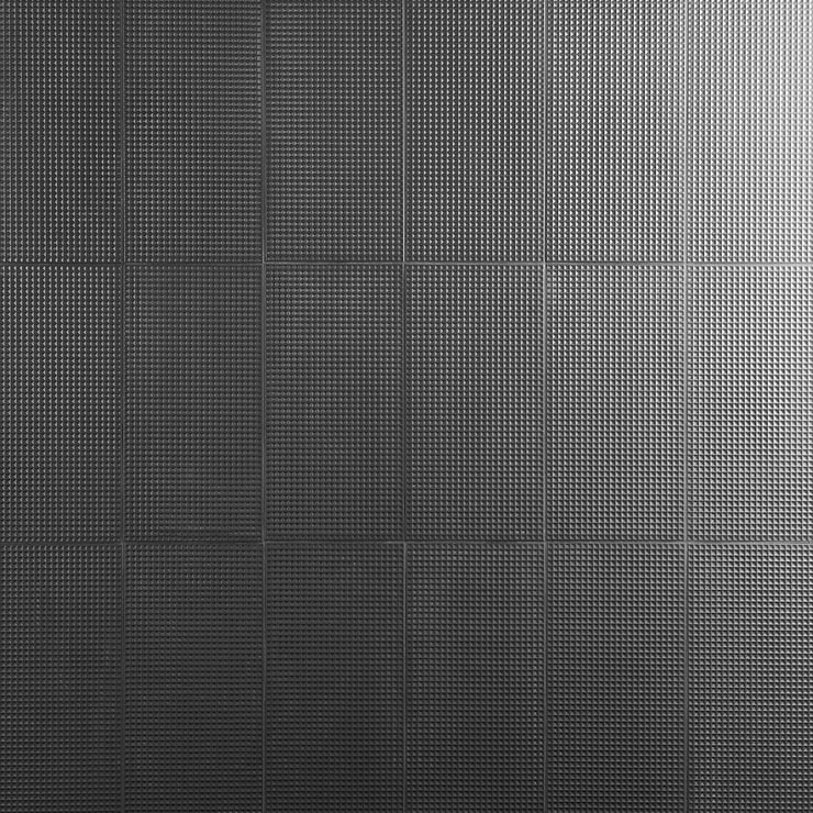 Kinzie Waffle Charcoal Black 8x16 Textured Matte Ceramic Tile