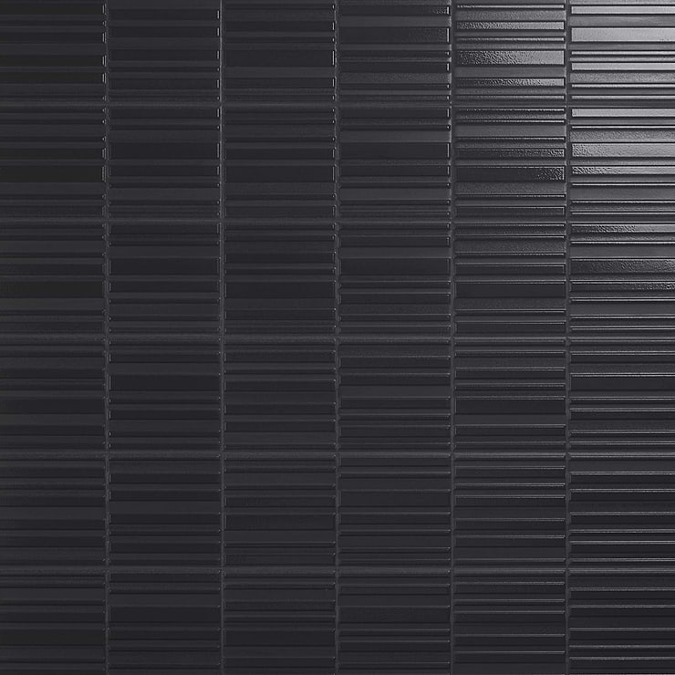 Sydney Charcoal Black 8x16 3D Glossy and Matte Mixed Finish Ceramic Tile